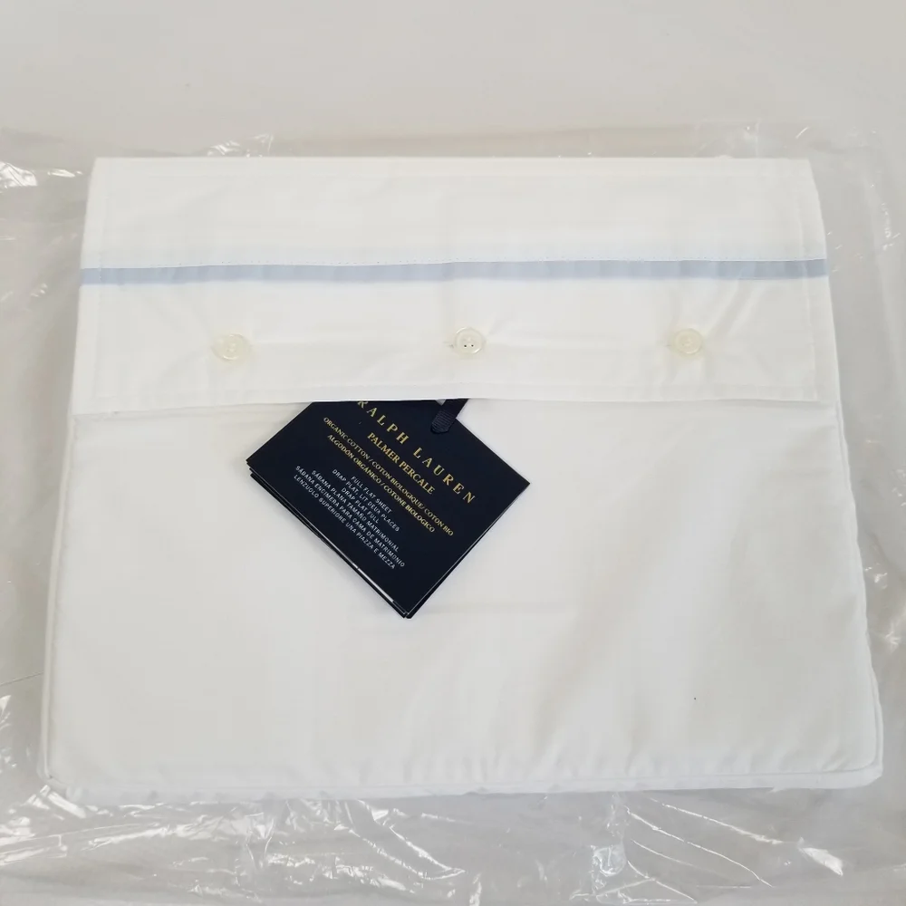Ralph Lauren Organic Cotton Palmer Percale Full Flat Sheet New